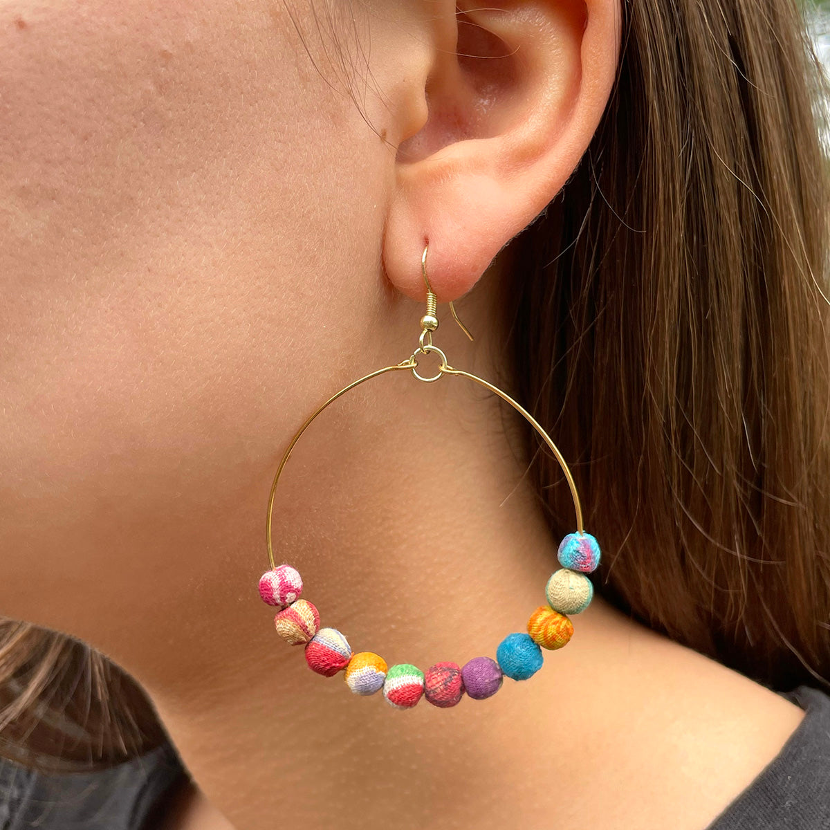 Summer Flowers Beaded Hoop Earrings With Beaded Butterfly Charm - Etsy