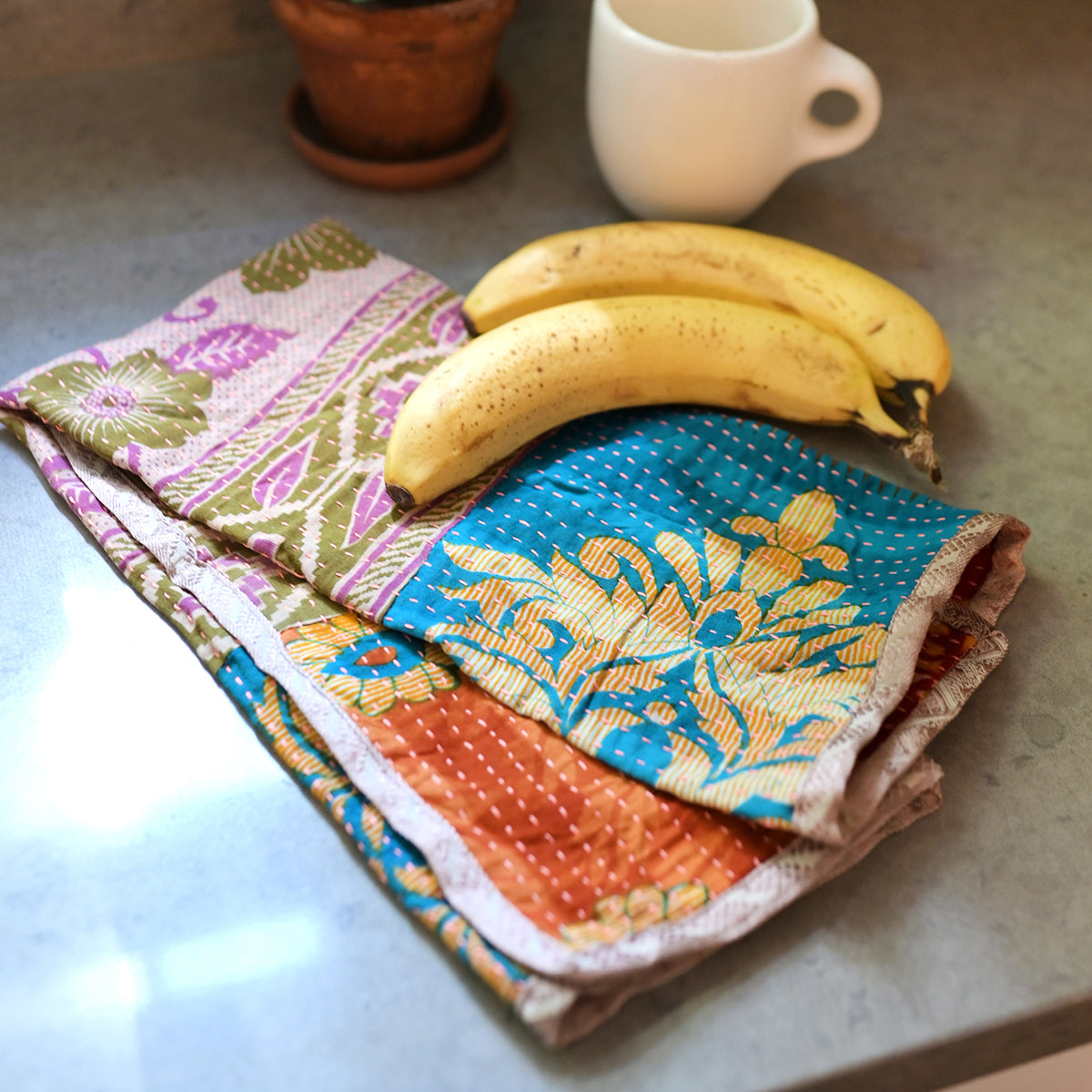 Vintage Kantha Kitchen towels, Colorful Kitchen Towel, Hand Towels